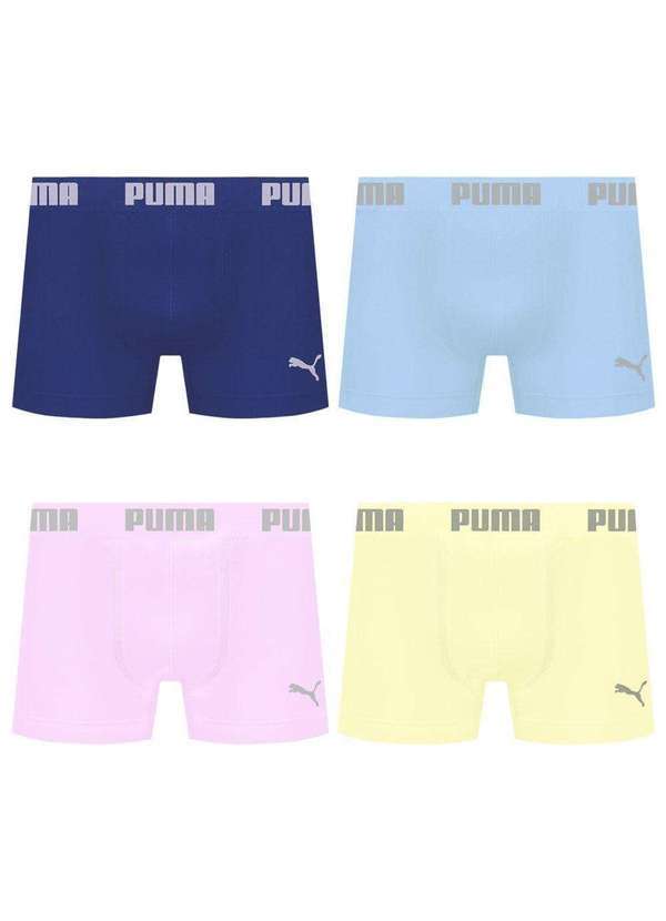 Puma - Kit 4 Cuecas Puma Boxer sem Costura Masculina Multicores