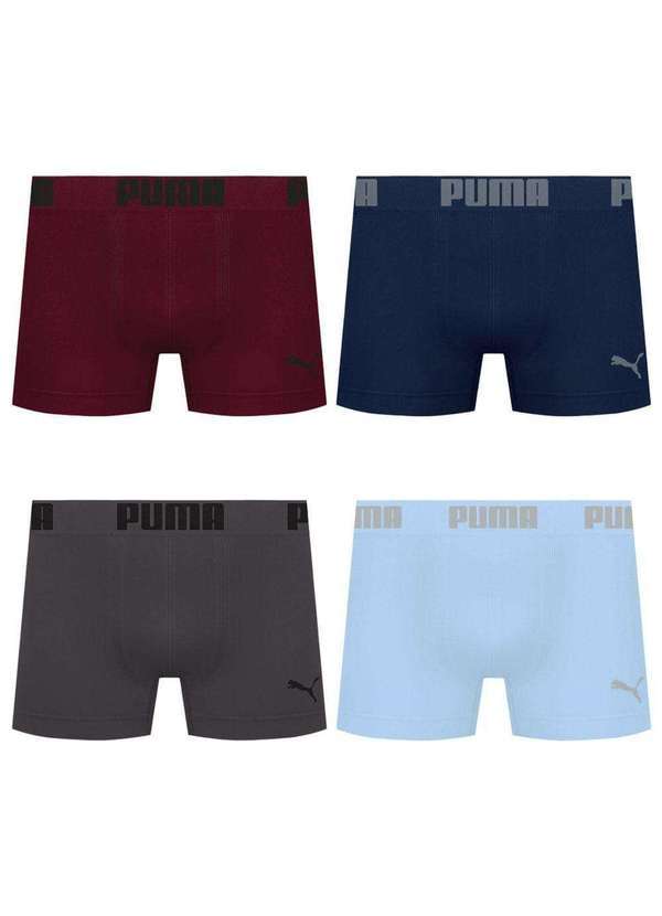 Puma - Kit 4 Cuecas Puma Boxer sem Costura Masculina Multicores