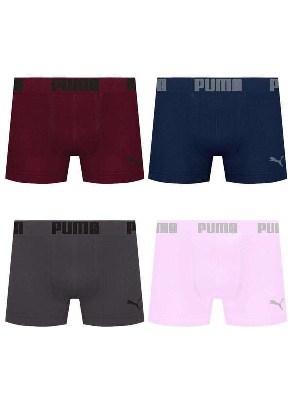 Puma - Kit 4 Cuecas Puma Boxer sem Costura Masculina Multicores