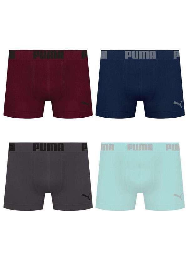 Puma - Kit 4 Cuecas Puma Boxer sem Costura Masculina Multicores