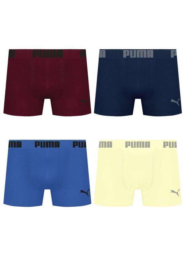 Puma - Kit 4 Cuecas Puma Boxer sem Costura Masculina Multicores