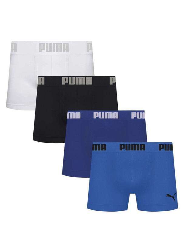 Puma - Kit 4 Cuecas Puma Boxer sem Custura Masculina Branco