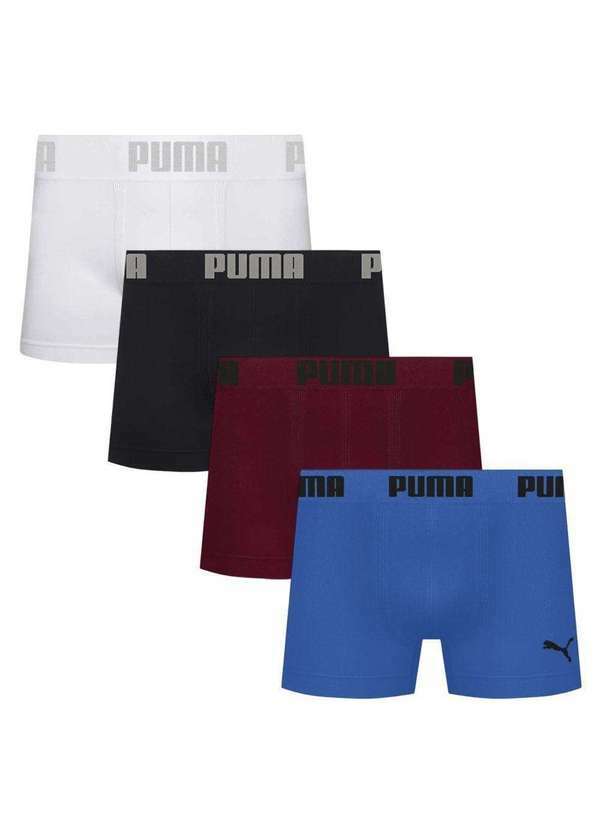 Puma - Kit 4 Cuecas Puma Boxer sem Custura Masculina Preto