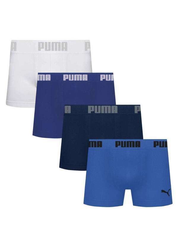 Puma - Kit 4 Cuecas Puma Boxer sem Custura Masculina Branco