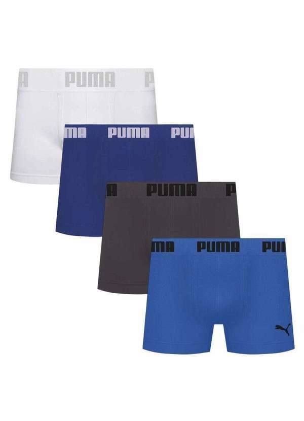 Puma - Kit 4 Cuecas Puma Boxer sem Custura Masculina Cinza