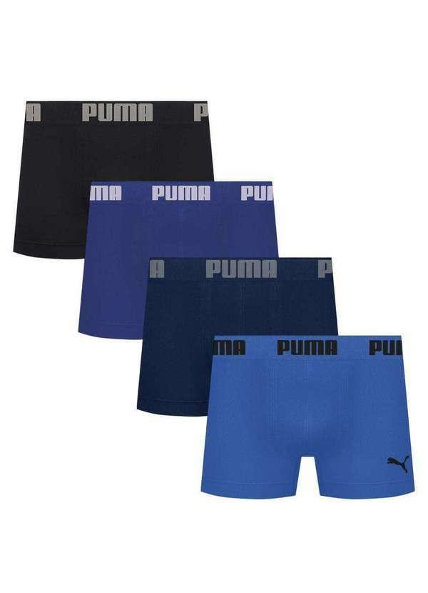 Puma - Kit 4 Cuecas Puma Boxer sem Custura Masculina Preto
