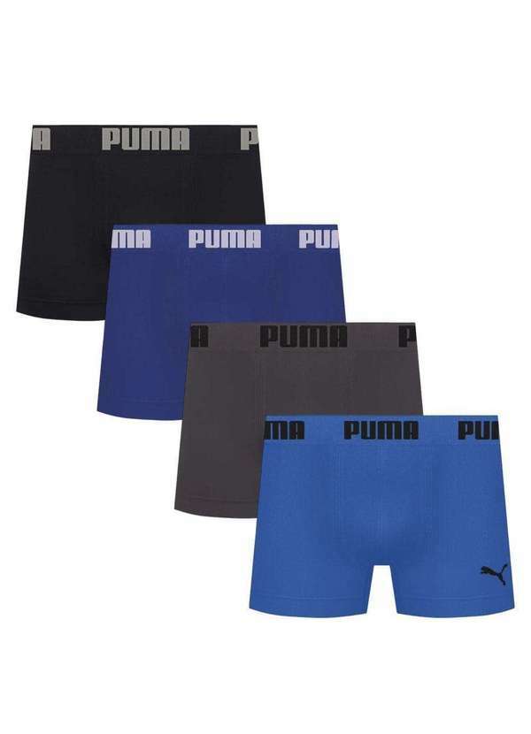 Puma - Kit 4 Cuecas Puma Boxer sem Custura Masculina Preto
