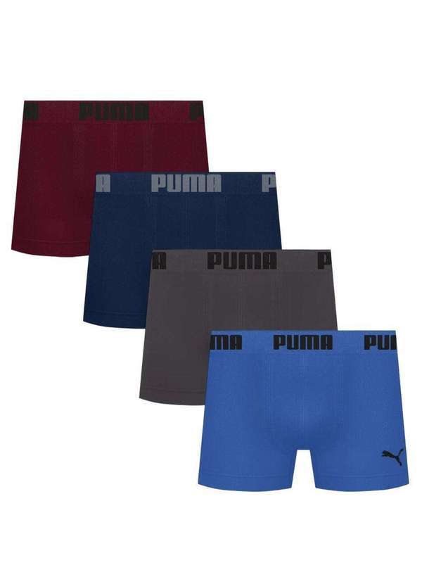 Puma - Kit 4 Cuecas Puma Boxer sem Custura Masculina Vermelho