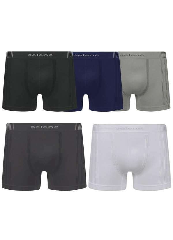 Selene - Kit 5 Cuecas Boxer Selene sem Costura Masculino Cinza