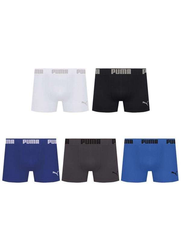 Puma - Kit 5 Cuecas Puma Boxer sem Costura Masculina Multicores