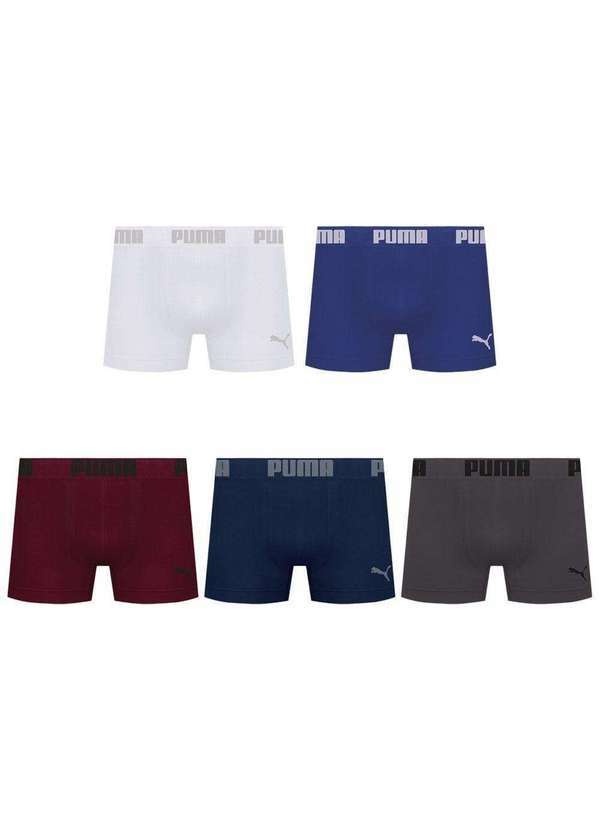 Puma - Kit 5 Cuecas Puma Boxer sem Costura Masculina Multicores