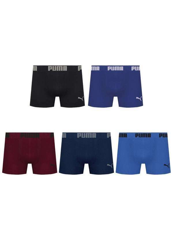 Puma - Kit 5 Cuecas Puma Boxer sem Costura Masculina Multicores
