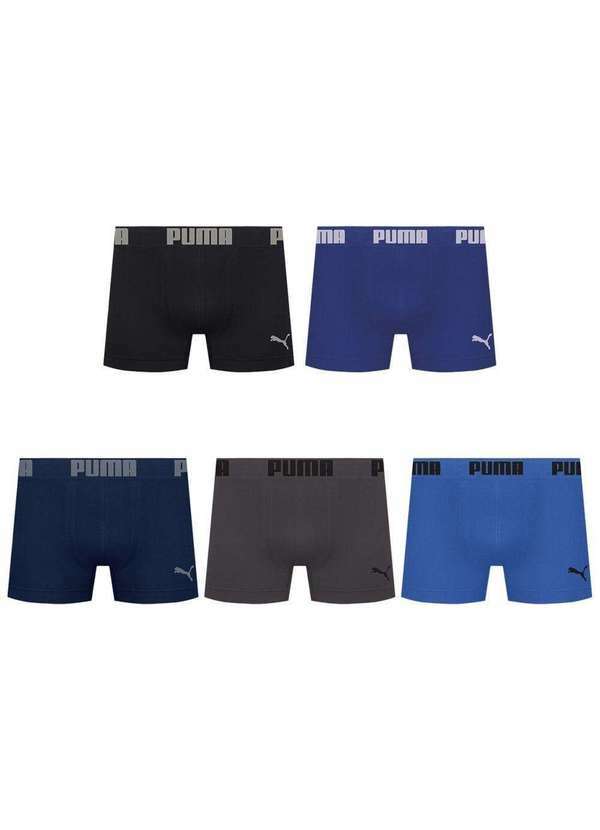 Puma - Kit 5 Cuecas Puma Boxer sem Costura Masculina Multicores