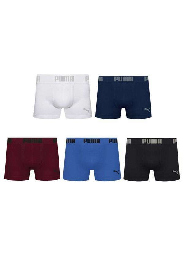 Puma - Kit 5 Cuecas Puma Boxer sem Custura Masculina Preto