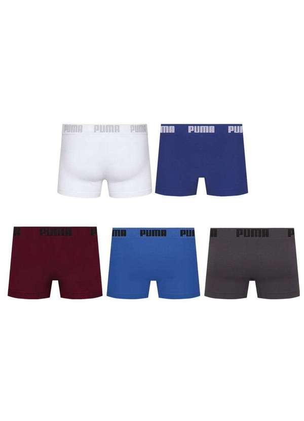 Puma - Kit 5 Cuecas Puma Boxer sem Custura Masculina Azul