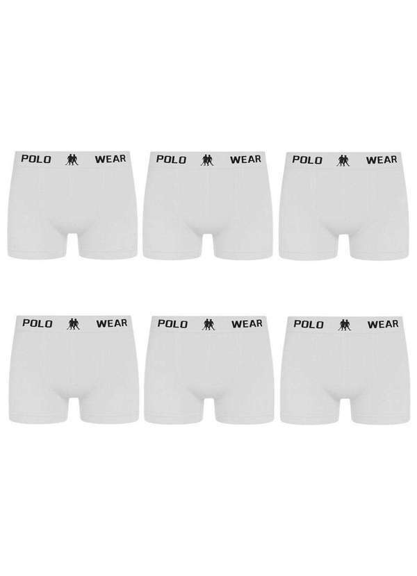 Polo Wear - Kit 6 Cuecas Boxer Polo Wear Masculina Branco