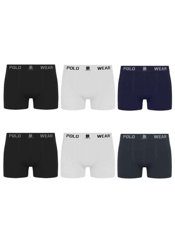 Polo Wear - Kit 6 Cuecas Boxer Polo Wear Masculina Preto