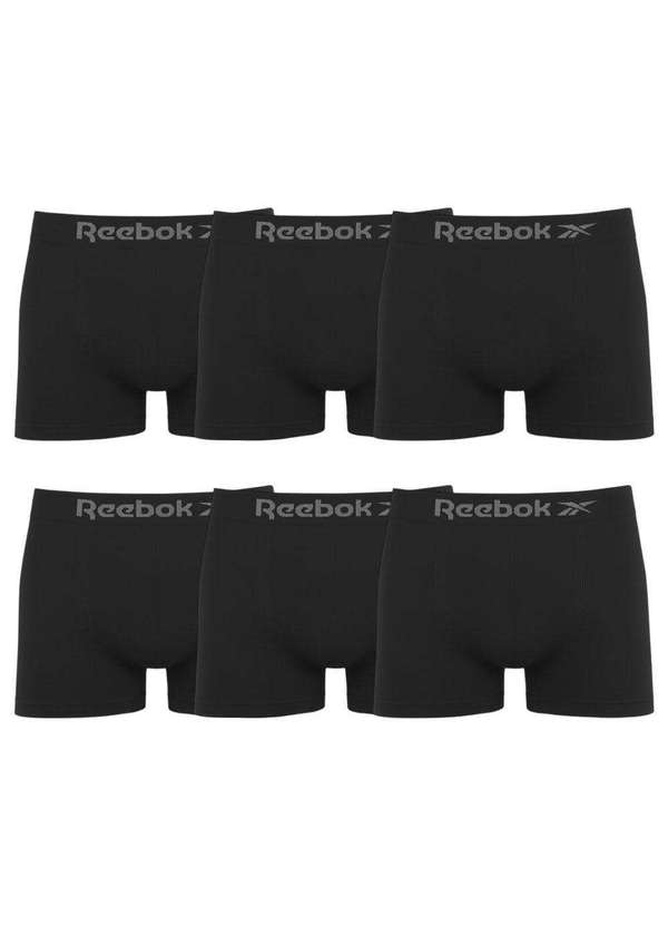Reebok - Kit 6 Cuecas Boxer Reebok Classic Masculina Preto