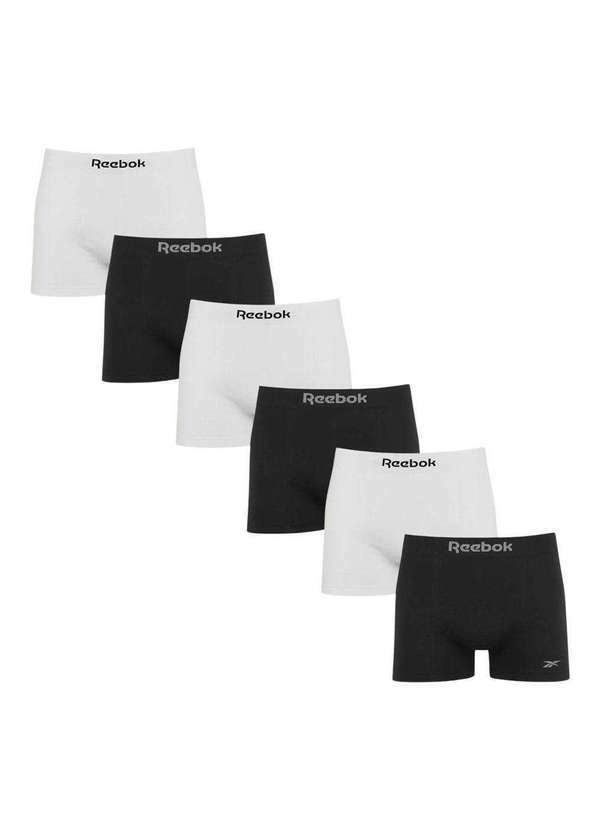 Reebok - Kit 6 Cuecas Boxer Reebok sem Costura Masculina Branco