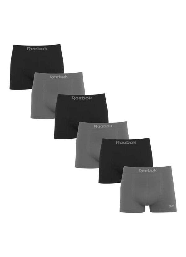 Reebok - Kit 6 Cuecas Boxer Reebok sem Costura Masculina Cinza