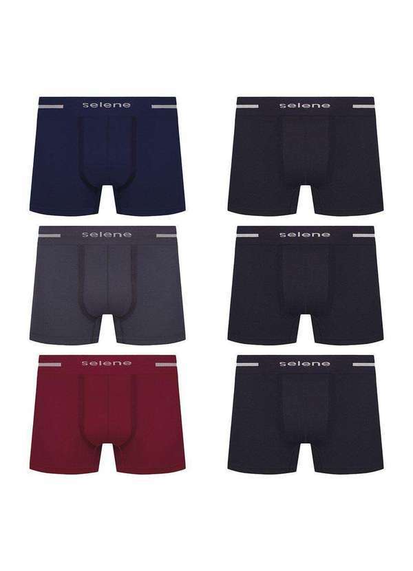Selene - Kit 6 Cuecas Selene Boxer sem Costura Masculina Azul