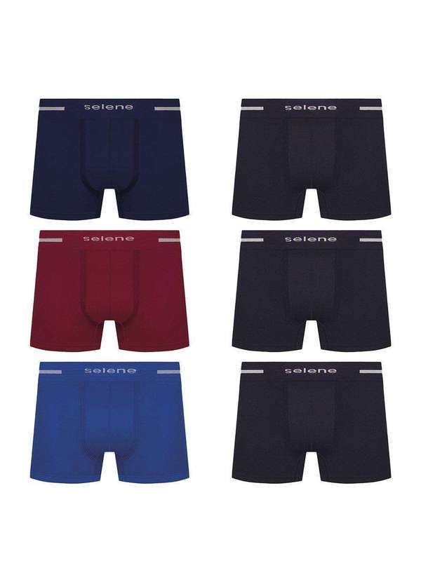 Selene - Kit 6 Cuecas Selene Boxer sem Costura Masculina Azul
