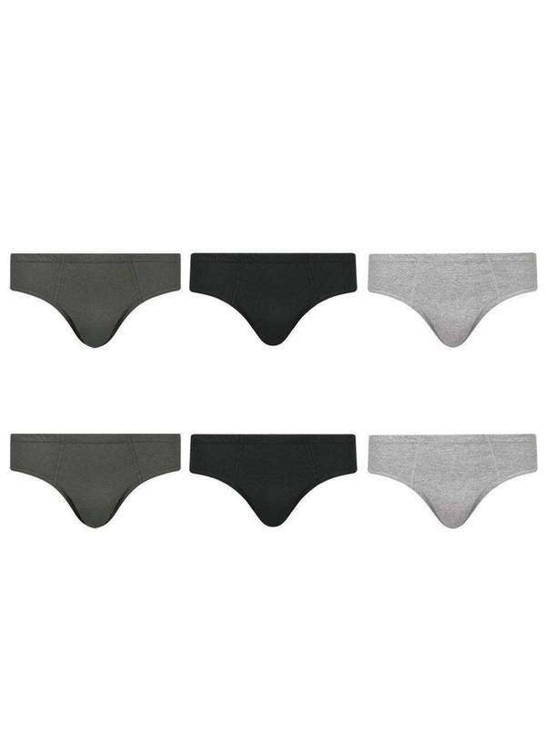 Selene - Kit 6 Cuecas Slip Selene Algodão Juvenil Preto