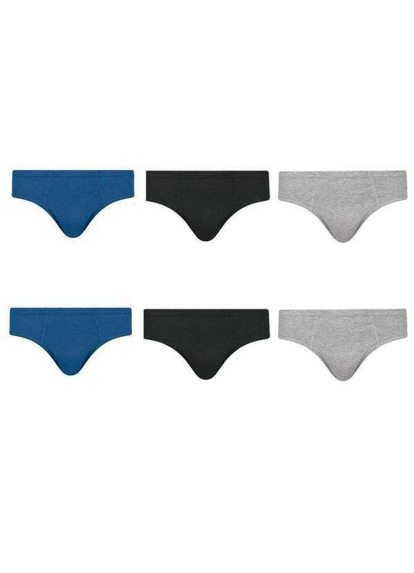 Selene - Kit 6 Cuecas Slip Selene Algodão Juvenil Preto