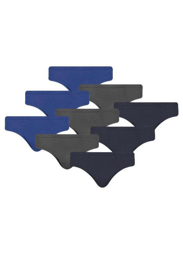 Selene - Kit 9 Cuecas Slip Selene Algodão Masculino Azul