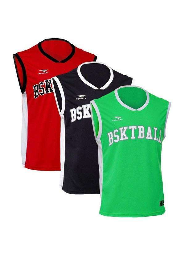Penalty - Kit 3 Regatas Penalty Basquete 3x3 Pro Masculina Vermelho