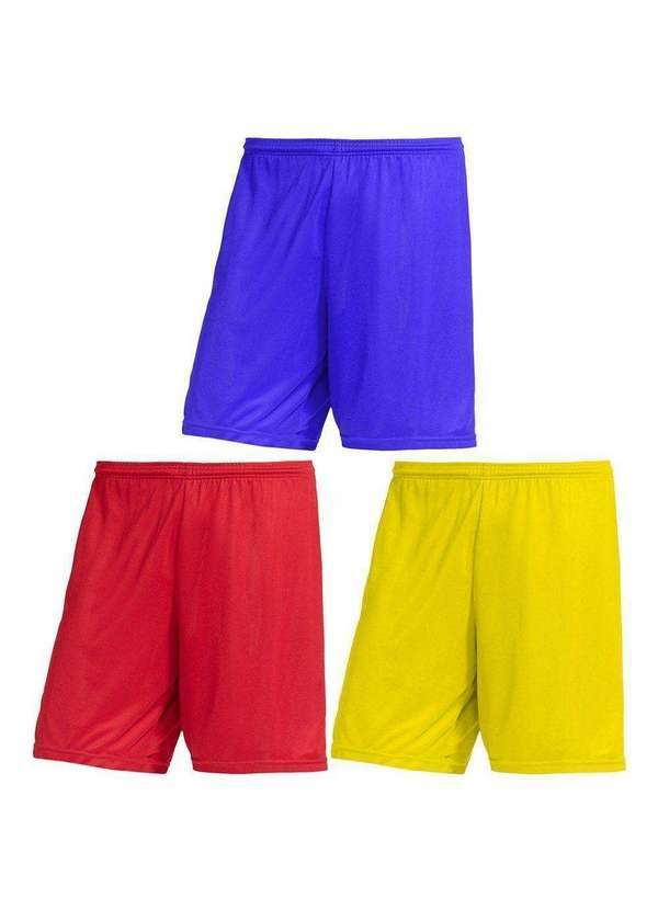 Pmc - Kit 3 Calções Pmc Futebol Masculino Azul