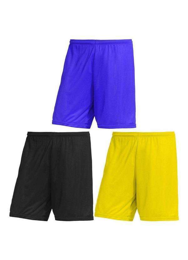 Pmc - Kit 3 Calções Pmc Futebol Masculino Azul