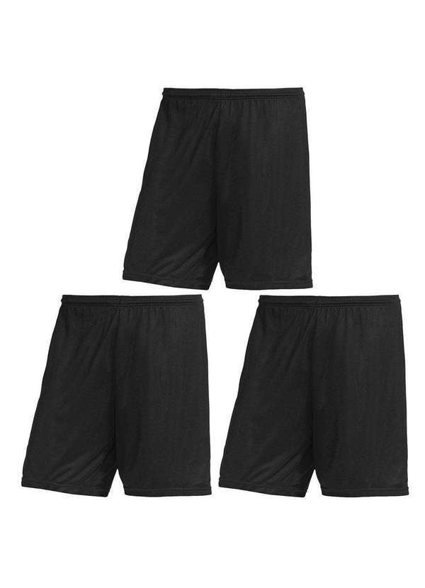 Pmc - Kit 3 Calções Pmc Futebol Masculino Preto