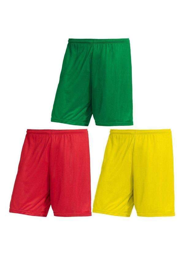 Pmc - Kit 3 Calções Pmc Futebol Masculino Verde