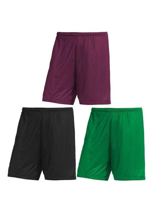 Pmc - Kit 3 Calções Pmc Futebol Masculino Verde