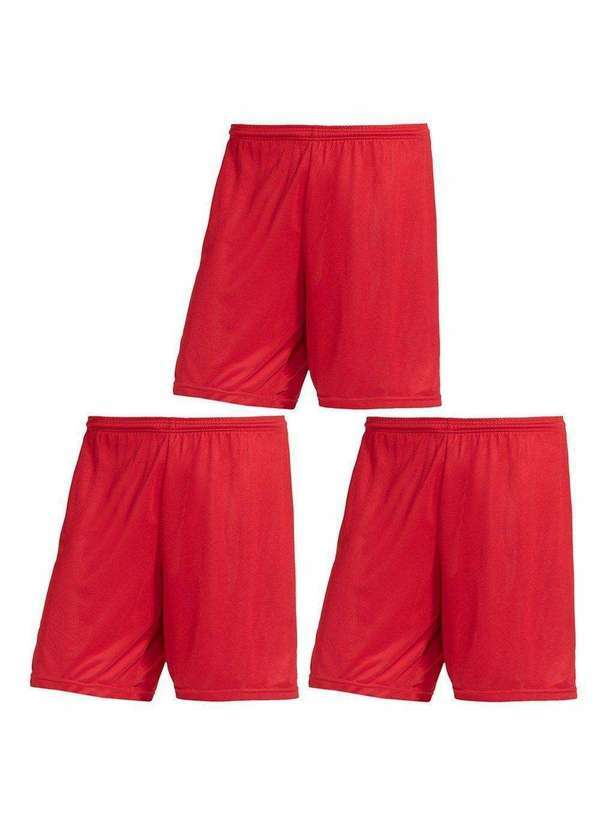 Pmc - Kit 3 Calções Pmc Futebol Masculino Vermelho