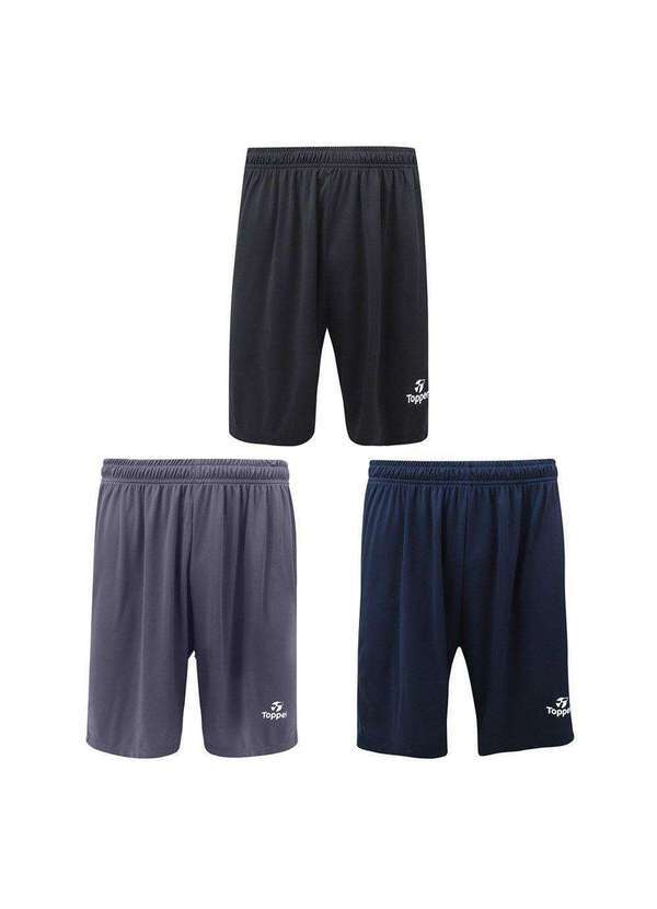 Topper - Kit 3 Calções Topper Classic New Masculino Preto