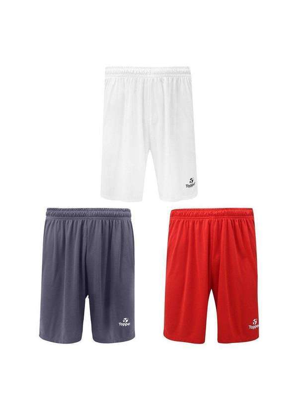 Topper - Kit 3 Calções Topper Classic New Masculino Vermelho