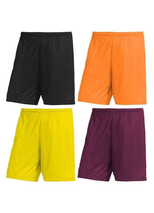 Pmc - Kit 4 Calções Pmc Futebol Masculino Laranja