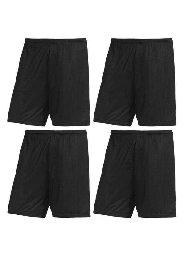 Pmc - Kit 4 Calções Pmc Futebol Masculino Preto