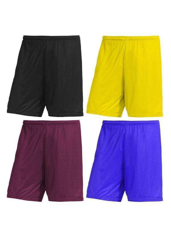 Pmc - Kit 4 Calções Pmc Futebol Masculino Preto