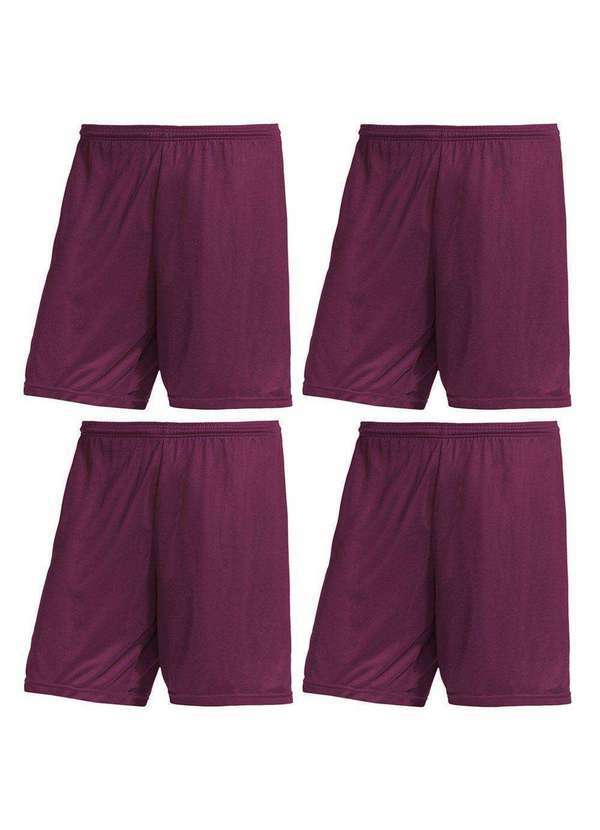 Pmc - Kit 4 Calções Pmc Futebol Masculino Roxo
