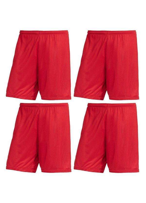 Pmc - Kit 4 Calções Pmc Futebol Masculino Vermelho