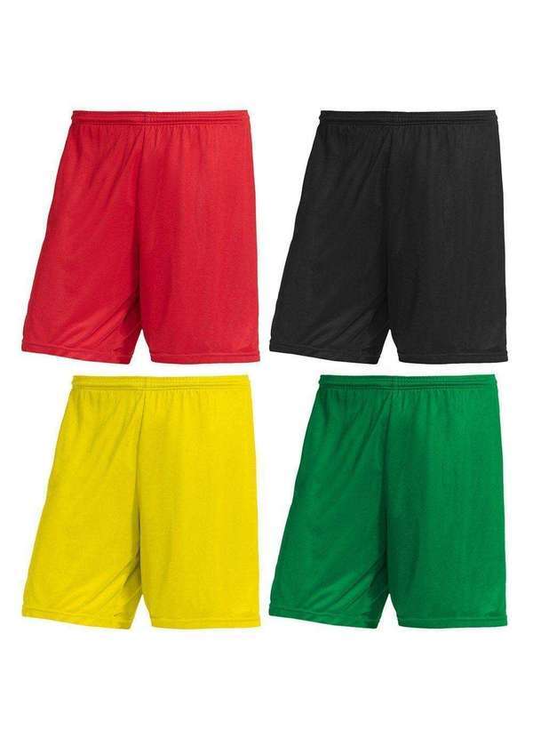 Pmc - Kit 4 Calções Pmc Futebol Masculino Vermelho