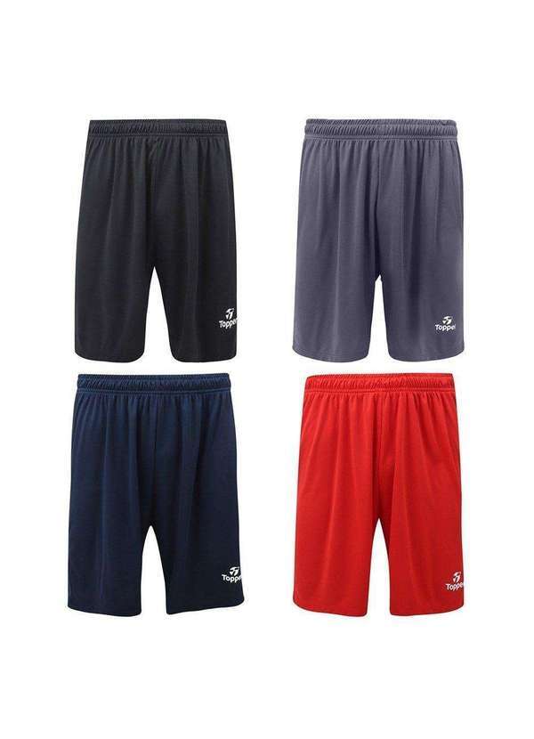 Topper - Kit 4 Calções Topper Classic New Masculino Vermelho