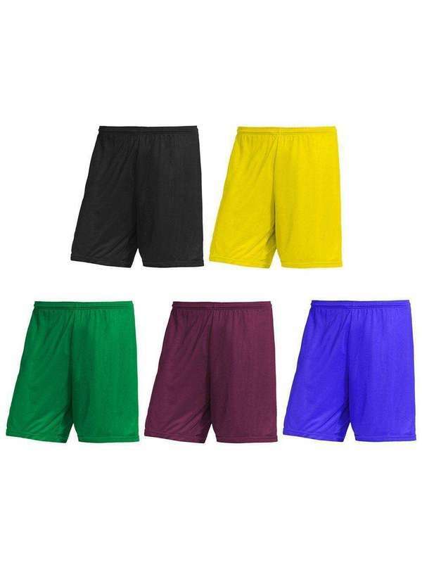 Pmc - Kit 5 Calções Pmc Futebol Masculino Amarelo