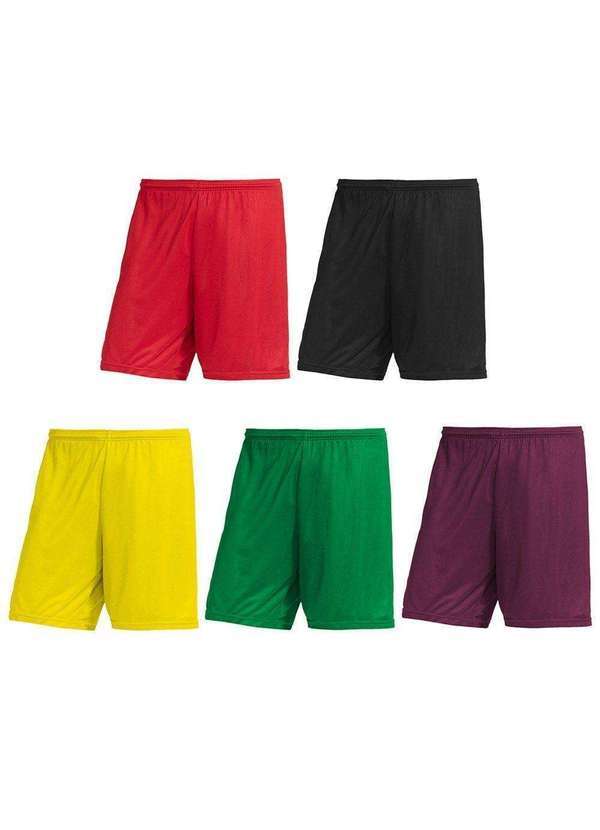 Pmc - Kit 5 Calções Pmc Futebol Masculino Preto