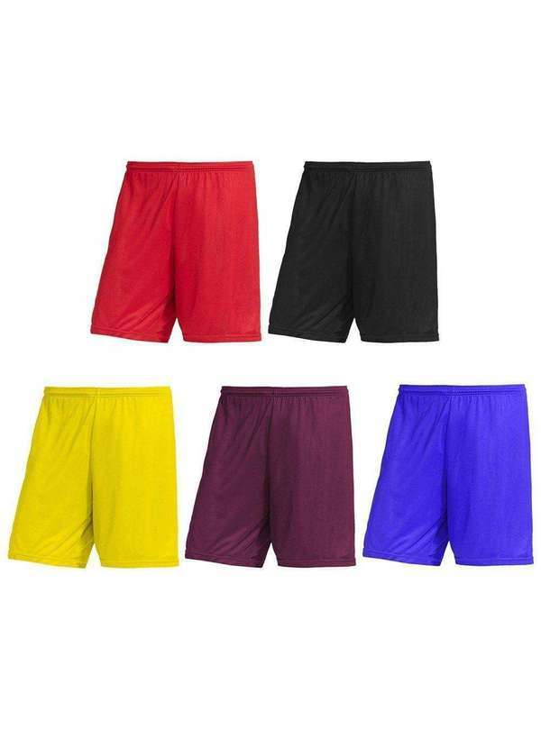 Pmc - Kit 5 Calções Pmc Futebol Masculino Preto