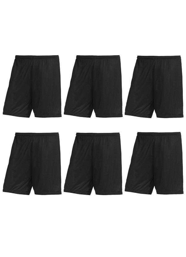 Pmc - Kit 6 Calções Pmc Futebol Masculino Preto