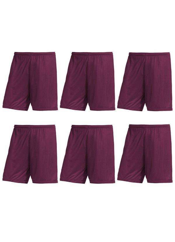 Pmc - Kit 6 Calções Pmc Futebol Masculino Roxo